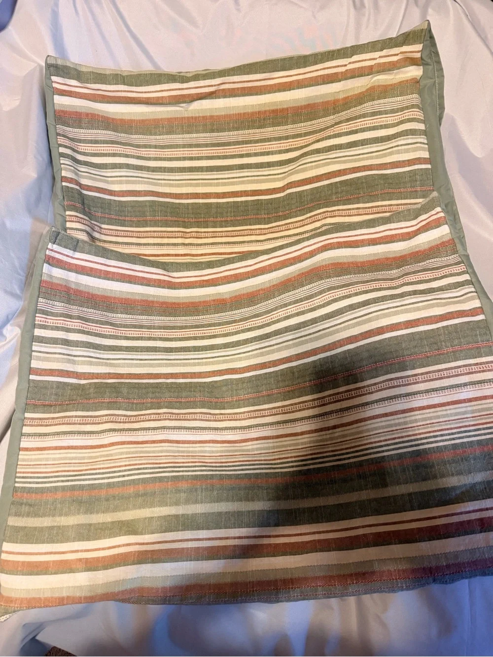 Frye & Co. Striped Cotton Quilted Pillow Shams Set of 2 Sage Green Rustic